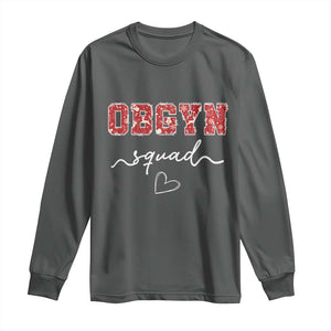Christmas OBGYN Squad Long Sleeve Shirt Obstetrics And Gynecology Nurse TS10 Dark Heather Print Your Wear