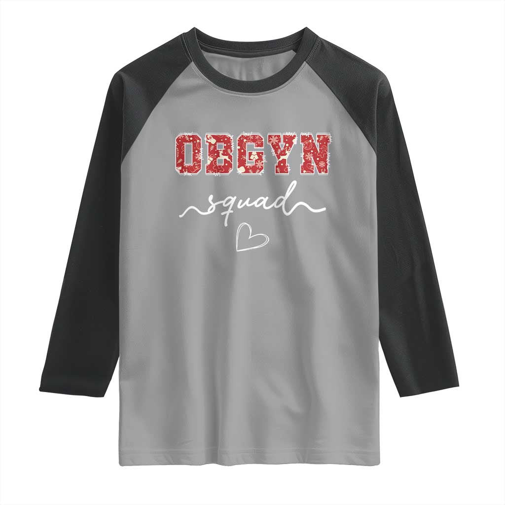 Christmas OBGYN Squad Raglan Shirt Obstetrics And Gynecology Nurse TS10 Sport Gray Black Print Your Wear