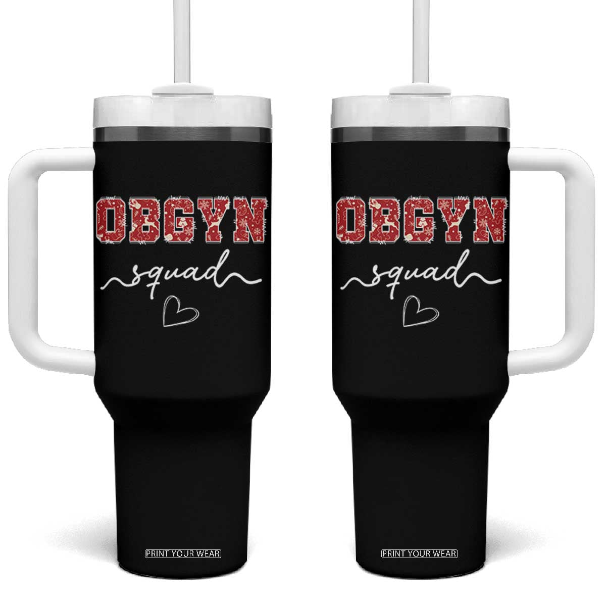 Christmas OBGYN Squad Tumbler With Handle Obstetrics And Gynecology Nurse TS10 One Size: 40 oz Black Print Your Wear