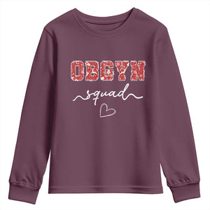 Christmas OBGYN Squad Youth Sweatshirt Obstetrics And Gynecology Nurse TS10 Maroon Print Your Wear