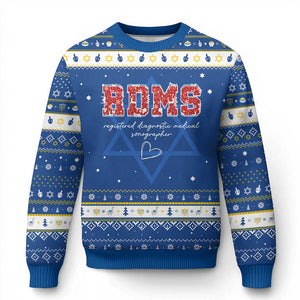 Christmas Sonographer Hanukkah Ugly Sweater RDMS Ultrasound Tech Technologist Gift TS10 Blue White Print Your Wear