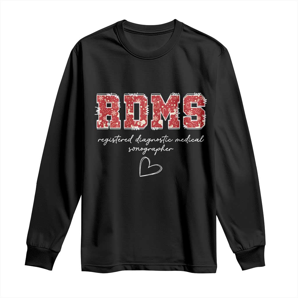 Christmas Sonographer Long Sleeve Shirt RDMS Ultrasound Tech Technologist Gift TS10 Black Print Your Wear