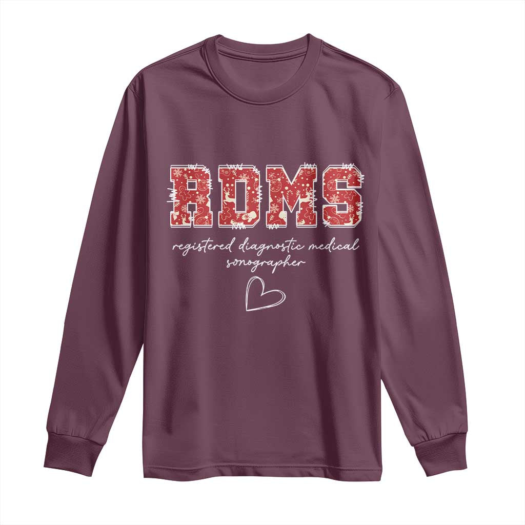 Christmas Sonographer Long Sleeve Shirt RDMS Ultrasound Tech Technologist Gift TS10 Maroon Print Your Wear