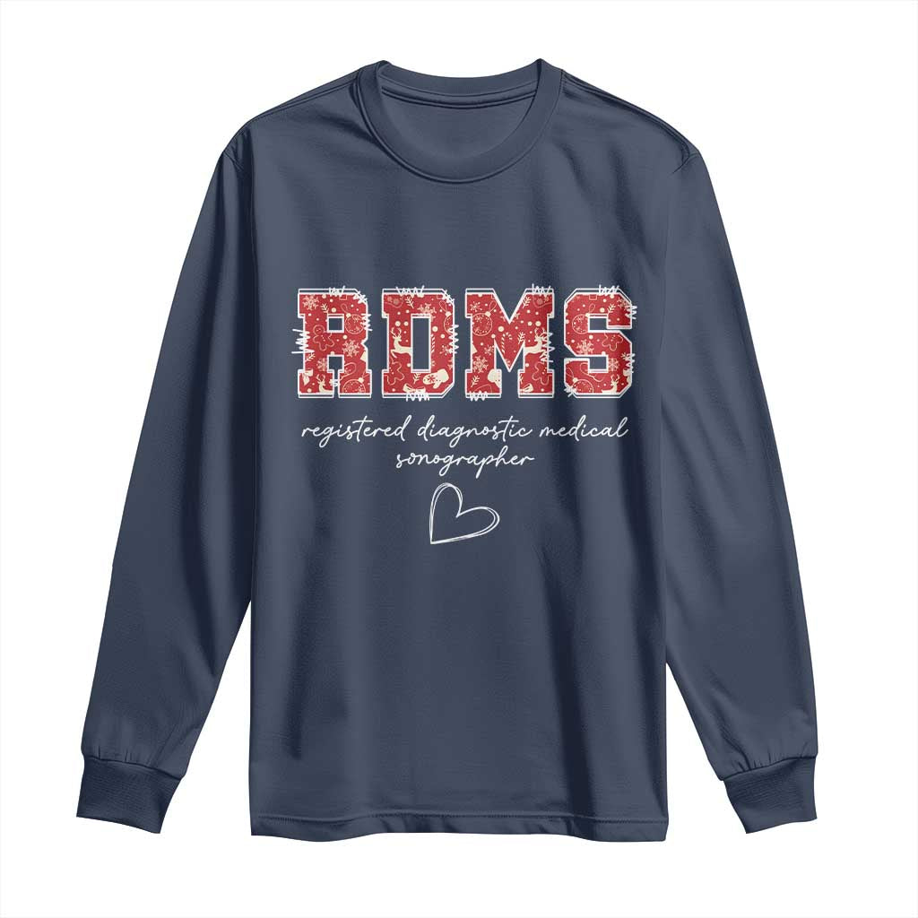 Christmas Sonographer Long Sleeve Shirt RDMS Ultrasound Tech Technologist Gift TS10 Navy Print Your Wear