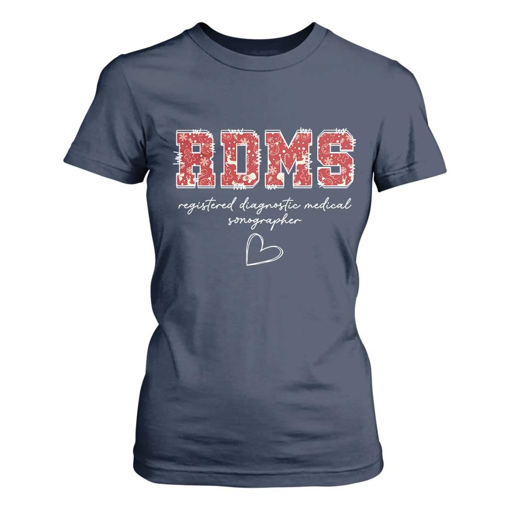 Christmas Sonographer T Shirt For Women RDMS Ultrasound Tech Technologist Gift TS10 Navy Print Your Wear