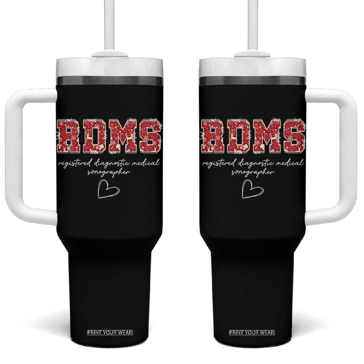 Christmas Sonographer Tumbler With Handle RDMS Ultrasound Tech Technologist Gift TS10 One Size: 40 oz Black Print Your Wear