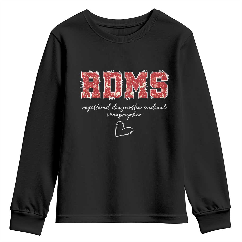 Christmas Sonographer Youth Sweatshirt RDMS Ultrasound Tech Technologist Gift TS10 Black Print Your Wear