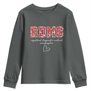 Christmas Sonographer Youth Sweatshirt RDMS Ultrasound Tech Technologist Gift TS10 Dark Heather Print Your Wear
