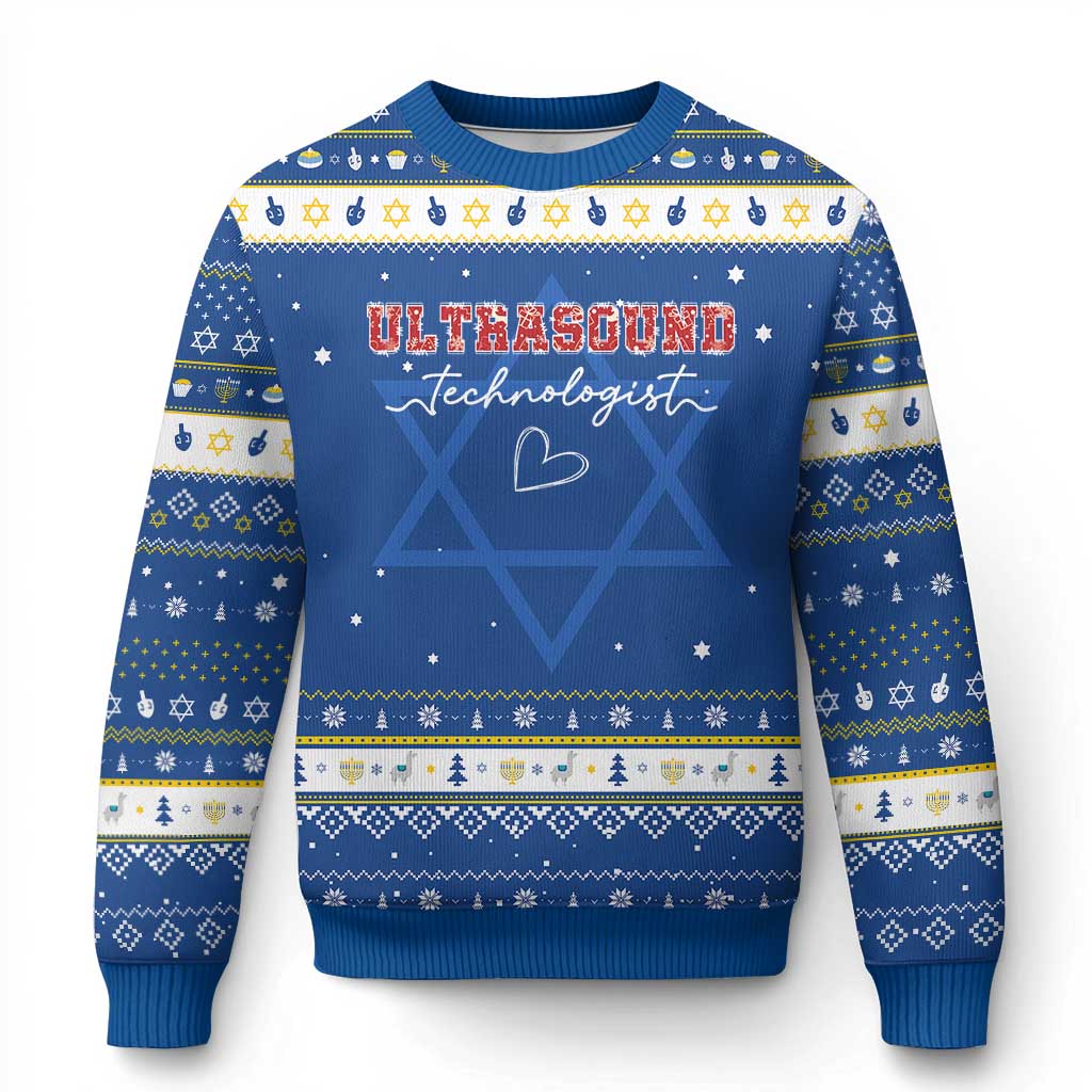 Ultrasound Tech Christmas Hanukkah Ugly Sweater Technologist Gift Sonographer Sonography Student TS10 Blue White Print Your Wear
