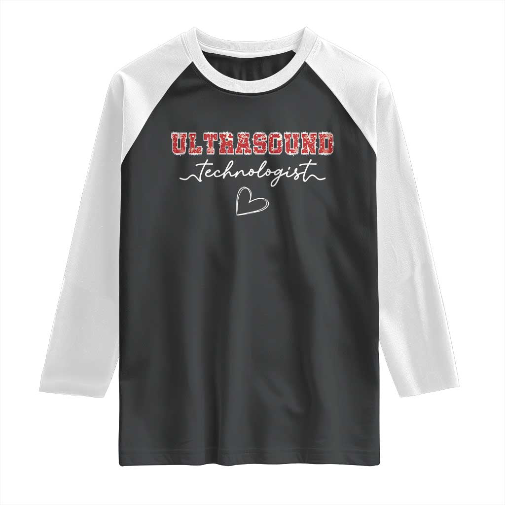 Ultrasound Tech Christmas Raglan Shirt Technologist Gift Sonographer Sonography Student TS10 Black White Print Your Wear