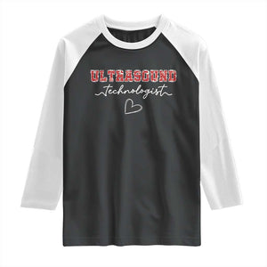 Ultrasound Tech Christmas Raglan Shirt Technologist Gift Sonographer Sonography Student TS10 Black White Print Your Wear
