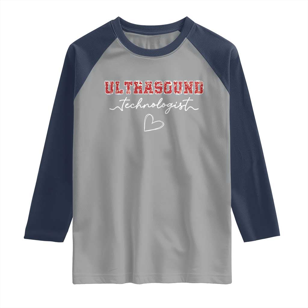 Ultrasound Tech Christmas Raglan Shirt Technologist Gift Sonographer Sonography Student TS10 Sport Gray Navy Print Your Wear