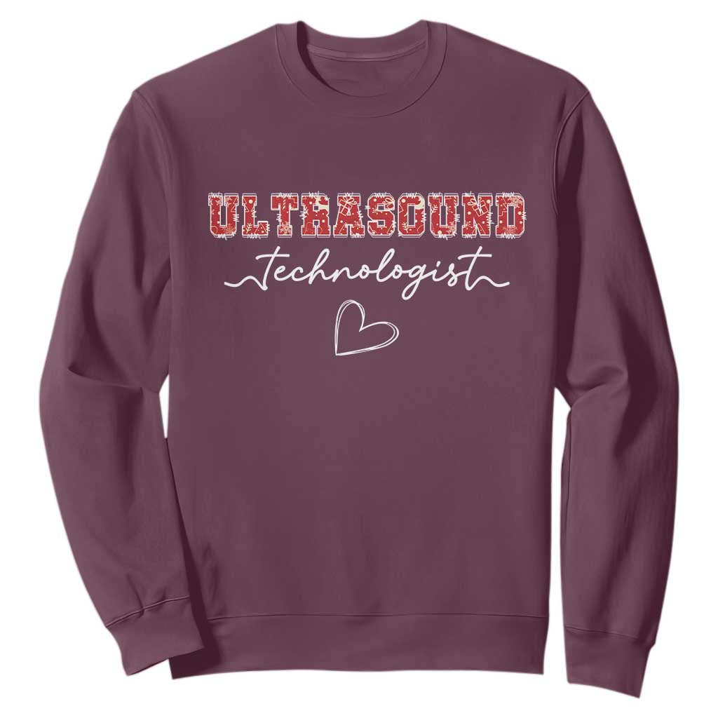 Ultrasound Tech Christmas Sweatshirt Technologist Gift Sonographer Sonography Student TS10 Maroon Print Your Wear