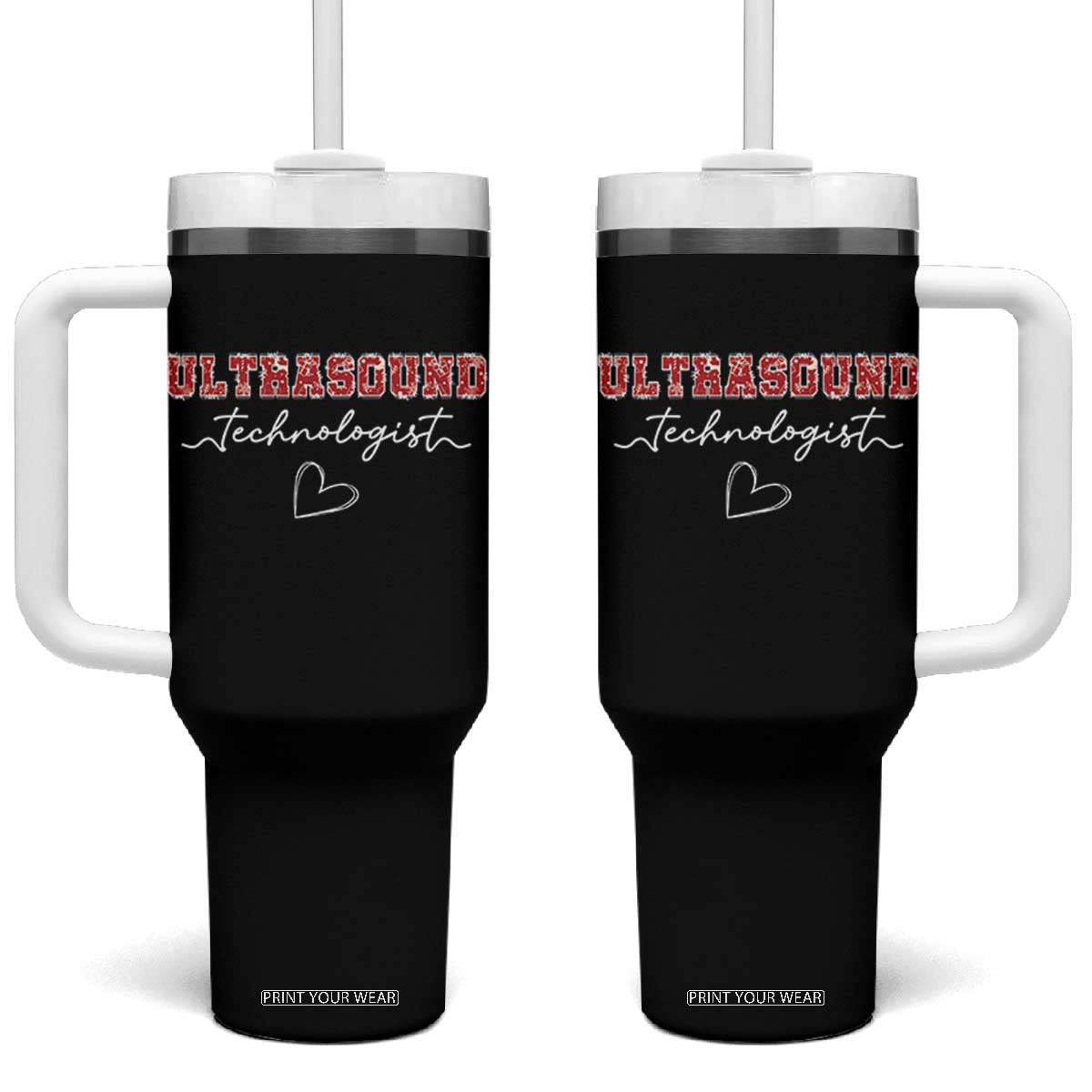 Ultrasound Tech Christmas Tumbler With Handle Technologist Gift Sonographer Sonography Student TS10 One Size: 40 oz Black Print Your Wear