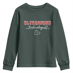 Ultrasound Tech Christmas Youth Sweatshirt Technologist Gift Sonographer Sonography Student TS10 Dark Forest Green Print Your Wear