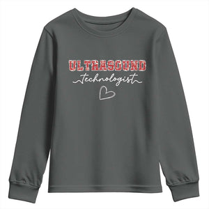 Ultrasound Tech Christmas Youth Sweatshirt Technologist Gift Sonographer Sonography Student TS10 Dark Heather Print Your Wear
