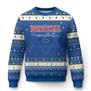 Christmas Medical Assistant Hanukkah Ugly Sweater MA Nurse Gift TS10 Blue White Print Your Wear