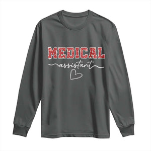 Christmas Medical Assistant Long Sleeve Shirt MA Nurse Gift TS10 Dark Heather Print Your Wear