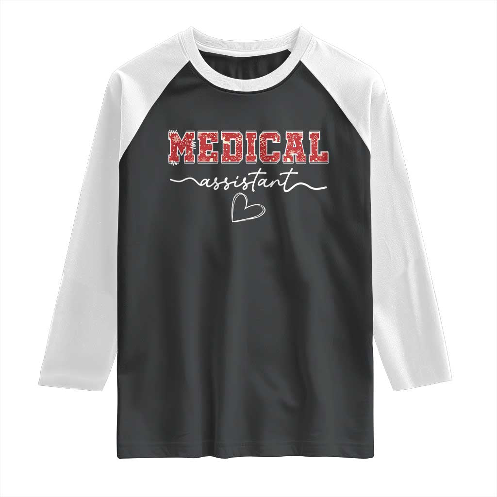 Christmas Medical Assistant Raglan Shirt MA Nurse Gift TS10 Black White Print Your Wear