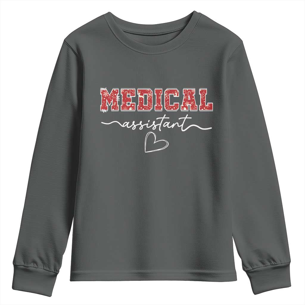 Christmas Medical Assistant Youth Sweatshirt MA Nurse Gift TS10 Dark Heather Print Your Wear