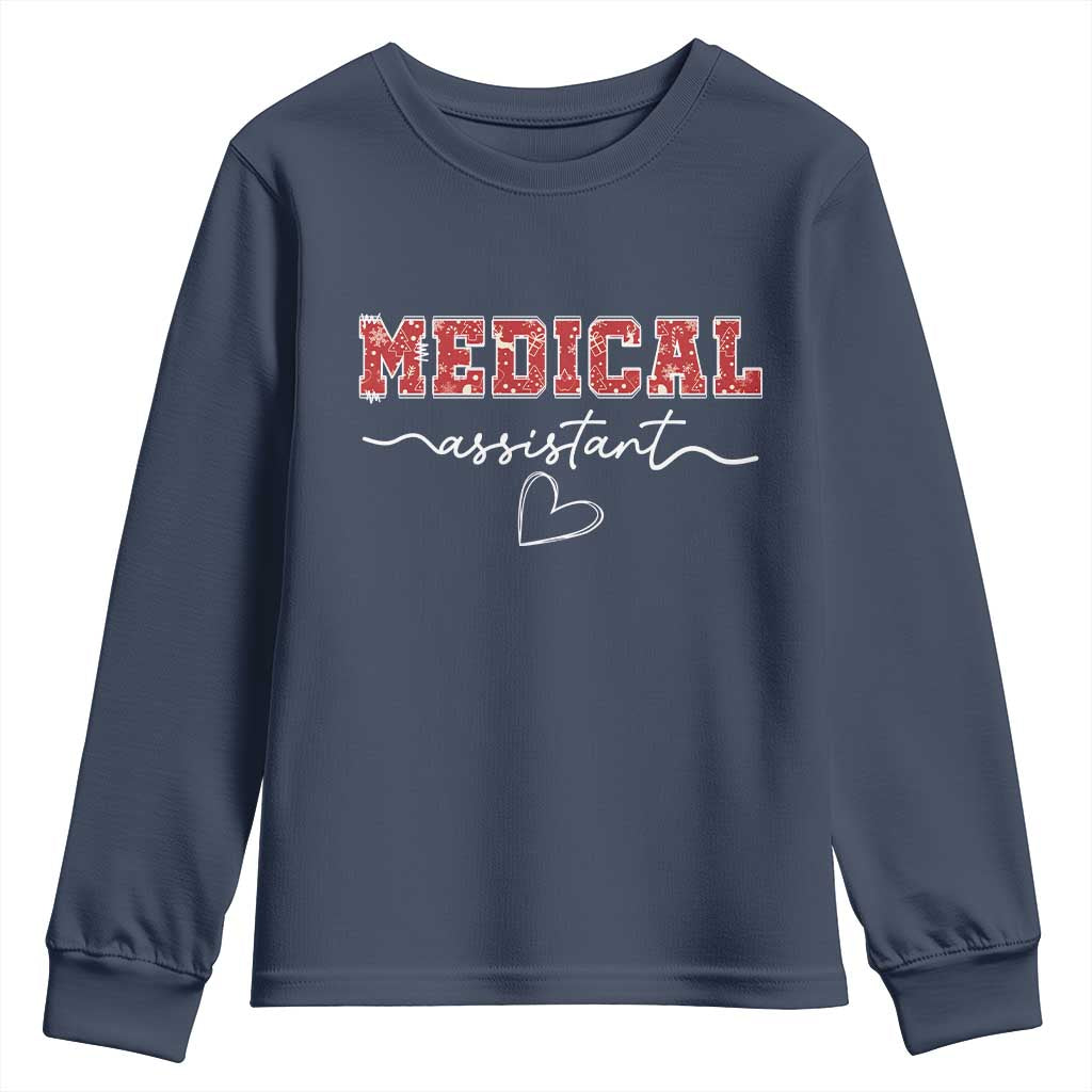 Christmas Medical Assistant Youth Sweatshirt MA Nurse Gift TS10 Navy Print Your Wear