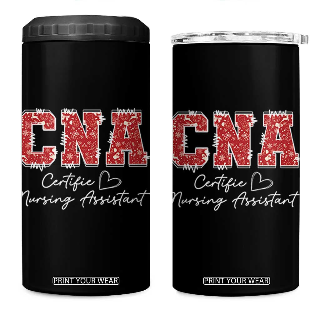 CNA Christmas 4 in 1 Can Cooler Tumbler Certified Nursing Assistant Gift TS10 One Size: 16 oz Black Print Your Wear