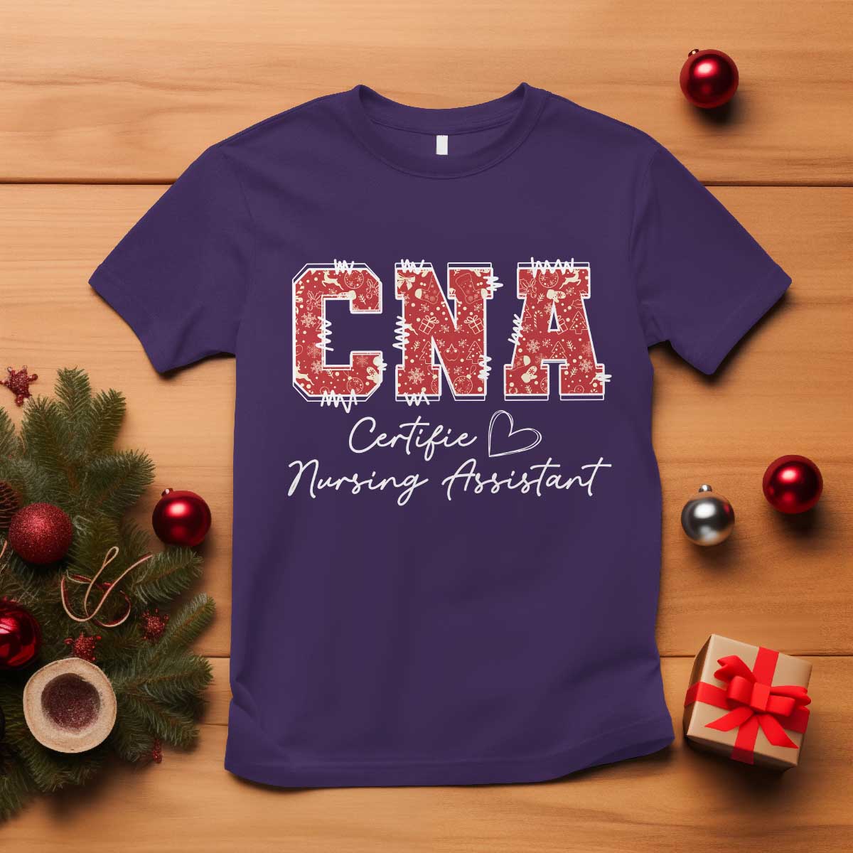 CNA Christmas T Shirt Certified Nursing Assistant Gift TS10 Purple Print Your Wear
