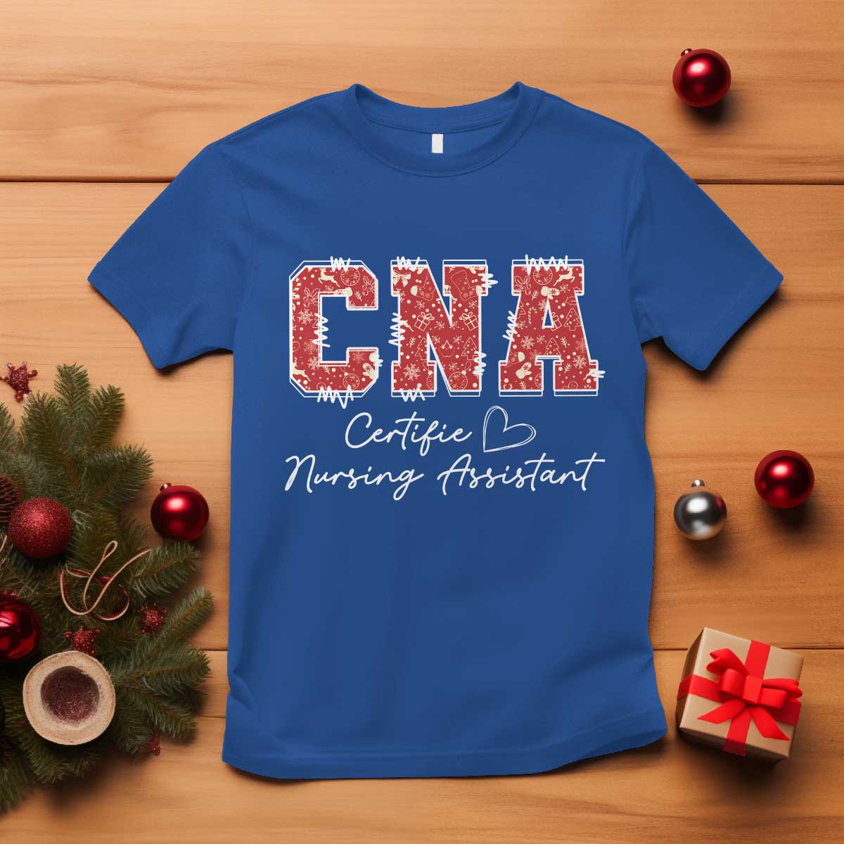 CNA Christmas T Shirt Certified Nursing Assistant Gift TS10 Royal Blue Print Your Wear