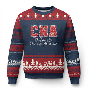 CNA Xmas Ugly Christmas Sweater Certified Nursing Assistant Gift TS10 Navy Red Print Your Wear