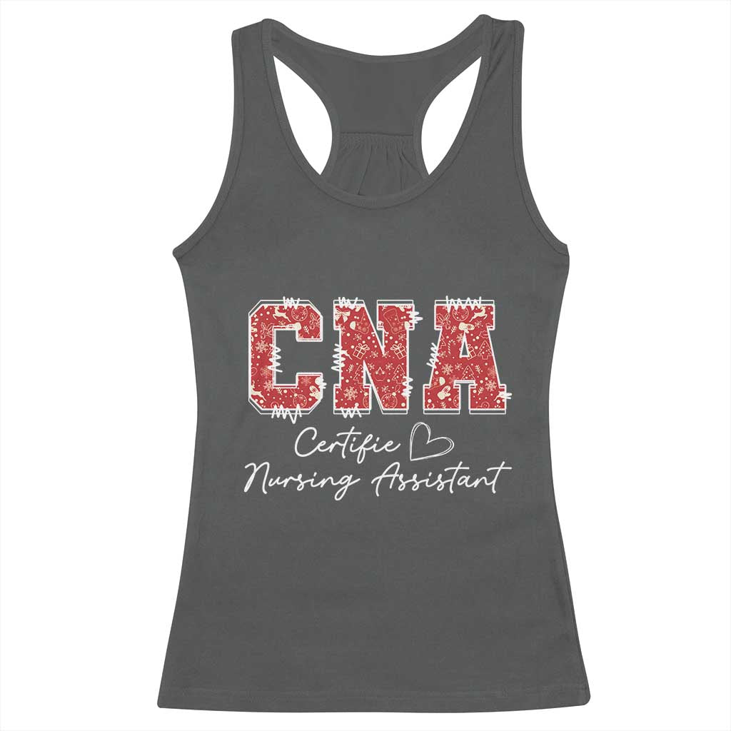 CNA Christmas Racerback Tank Top Certified Nursing Assistant Gift TS10 Dark Heather Print Your Wear