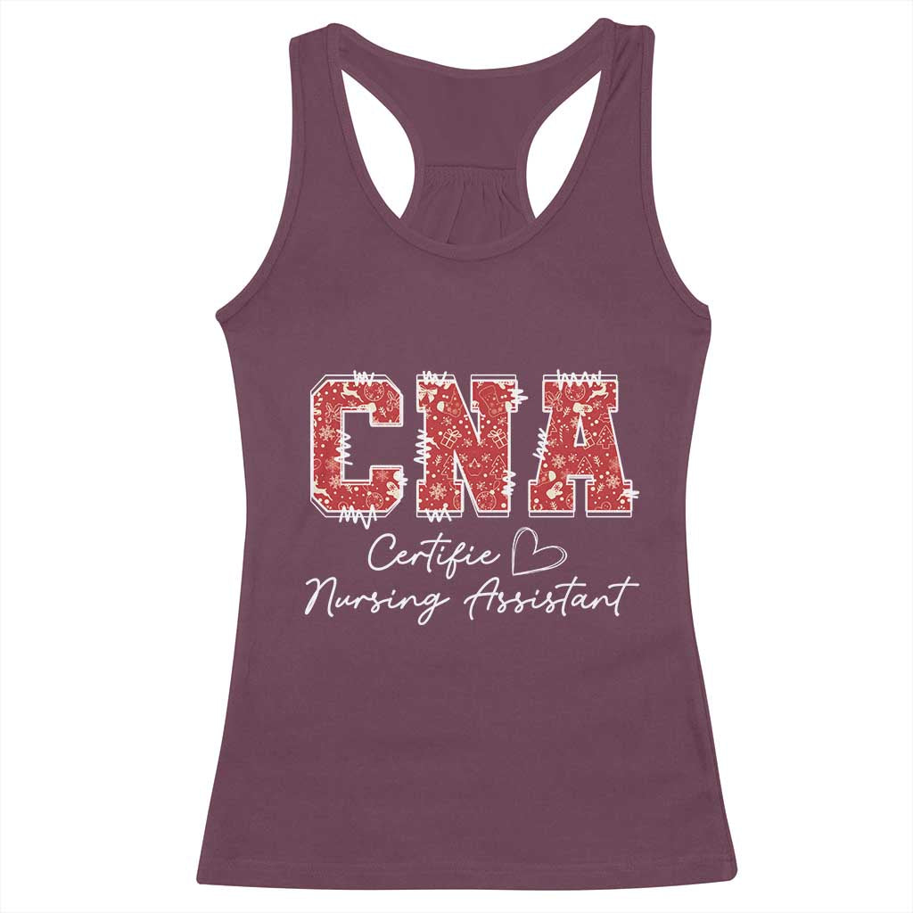 CNA Christmas Racerback Tank Top Certified Nursing Assistant Gift TS10 Maroon Print Your Wear