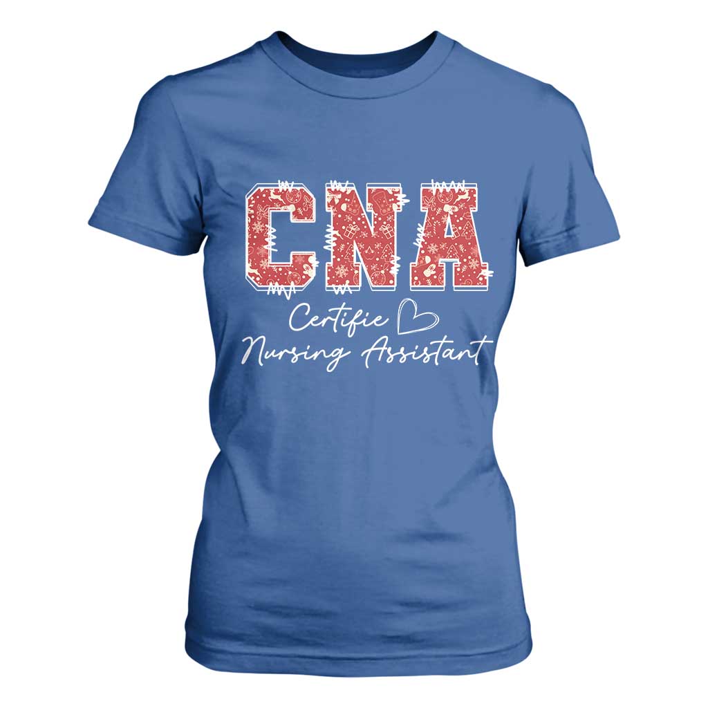 CNA Christmas T Shirt For Women Certified Nursing Assistant Gift TS10 Royal Blue Print Your Wear