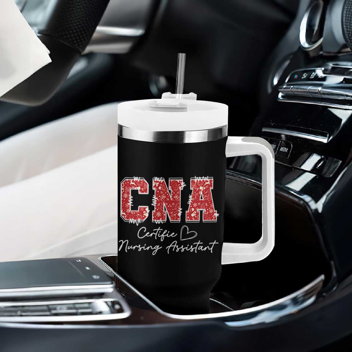 CNA Christmas Tumbler With Handle Certified Nursing Assistant Gift - Print Your Wear