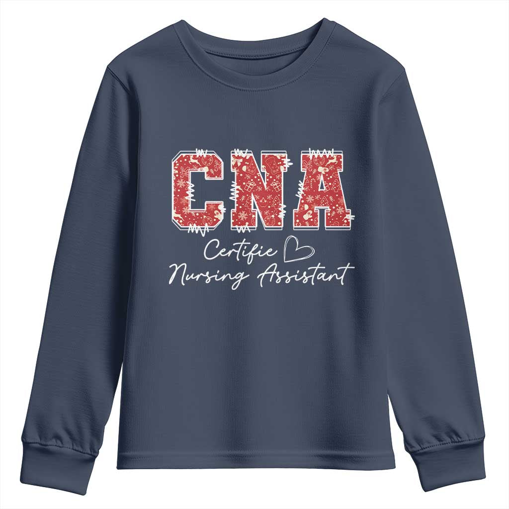 CNA Christmas Youth Sweatshirt Certified Nursing Assistant Gift TS10 Navy Print Your Wear