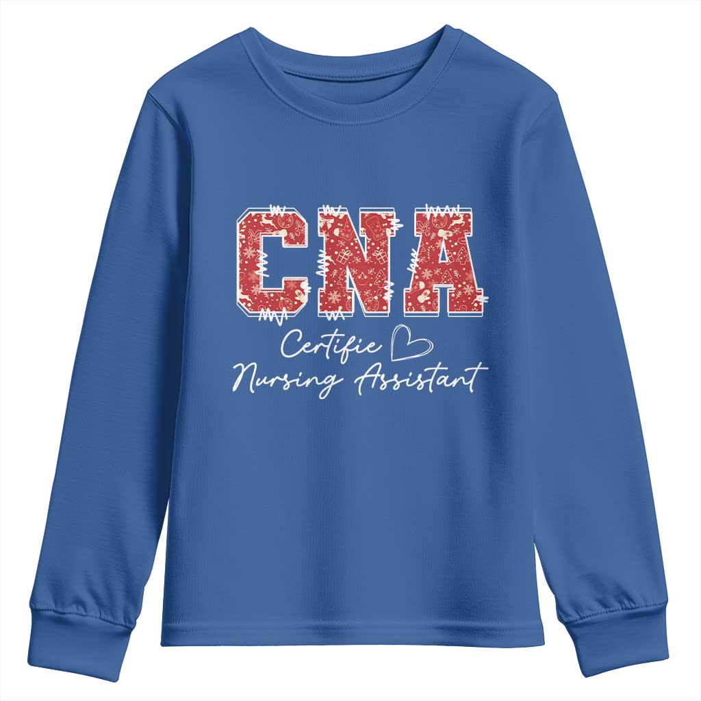 CNA Christmas Youth Sweatshirt Certified Nursing Assistant Gift TS10 Royal Blue Print Your Wear