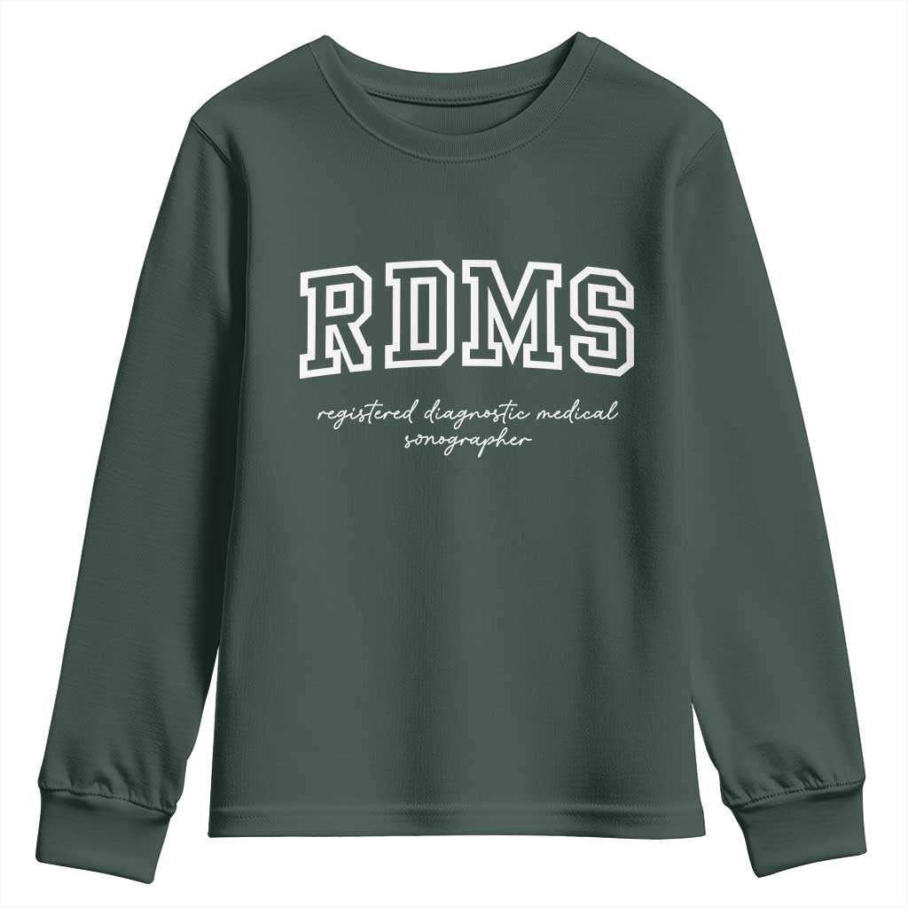 Sonographer Youth Sweatshirt RDMS Ultrasound Tech Technologist Gift TS10 Dark Forest Green Print Your Wear