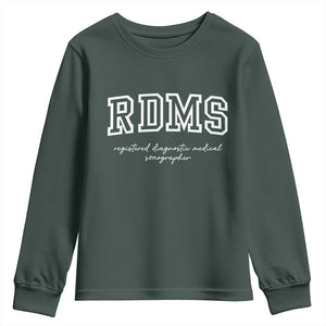 Sonographer Youth Sweatshirt RDMS Ultrasound Tech Technologist Gift TS10 Dark Forest Green Print Your Wear