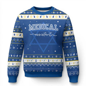 Medical Assistant Hanukkah Ugly Sweater MA Nurse Gift TS10 Blue White Print Your Wear