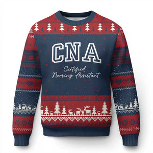 Certified Nursing Assistant Ugly Christmas Sweater CNA Gift TS10 Navy Red Print Your Wear