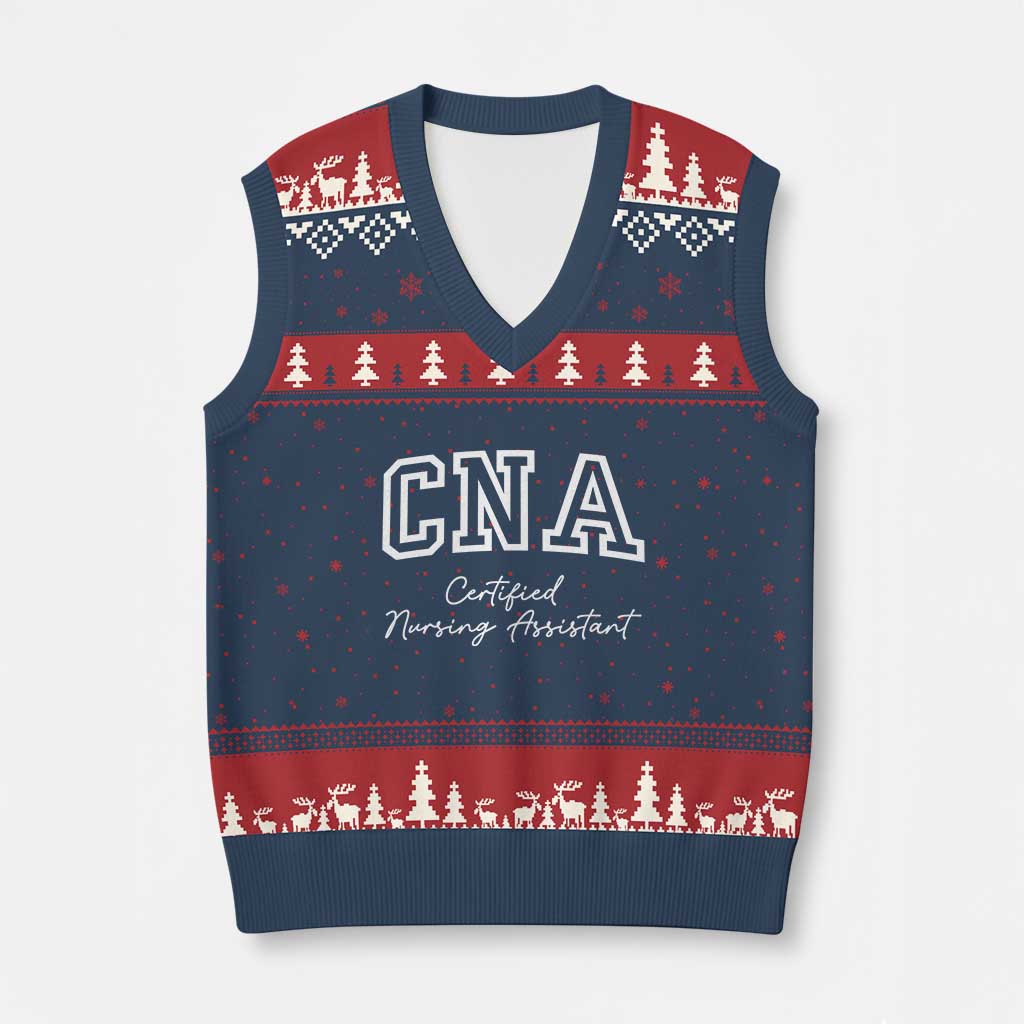 Certified Nursing Assistant V-Neck Knit Sweater Vest CNA Gift TS10 Navy Red Print Your Wear
