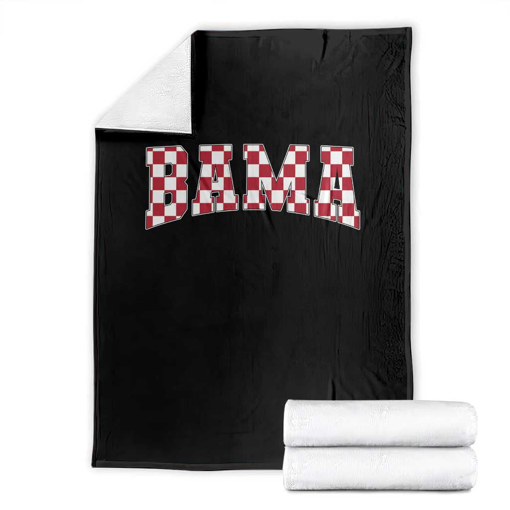 Vintage Bama Throw Blanket Retro Checkered Varsity Alabama Lover AL State TS10 Black Print Your Wear