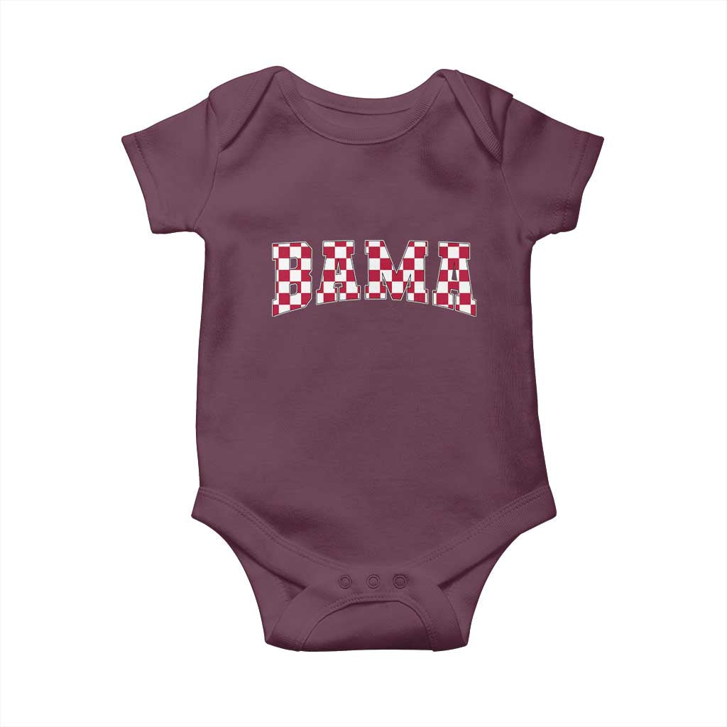 Vintage Bama Baby Onesie Retro Checkered Varsity Alabama Lover AL State TS10 Maroon Print Your Wear