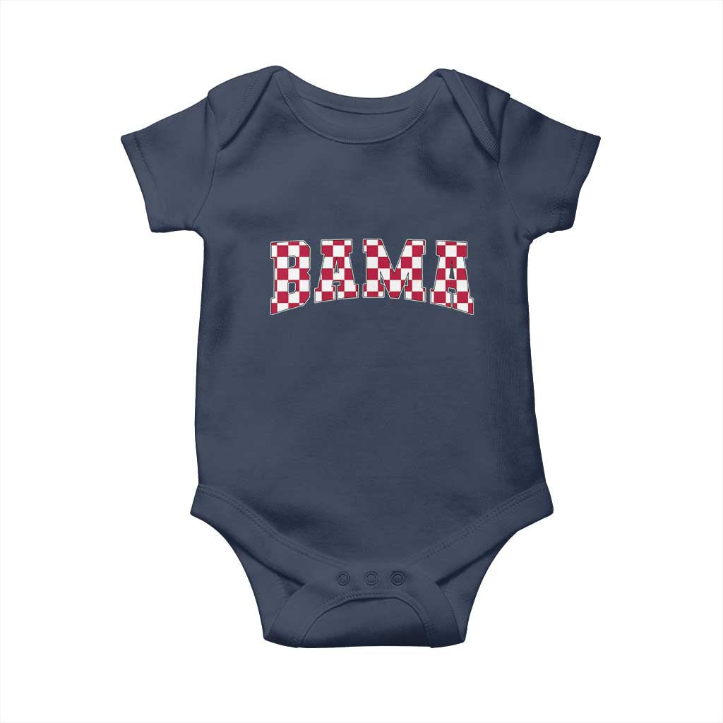 Vintage Bama Baby Onesie Retro Checkered Varsity Alabama Lover AL State TS10 Navy Print Your Wear