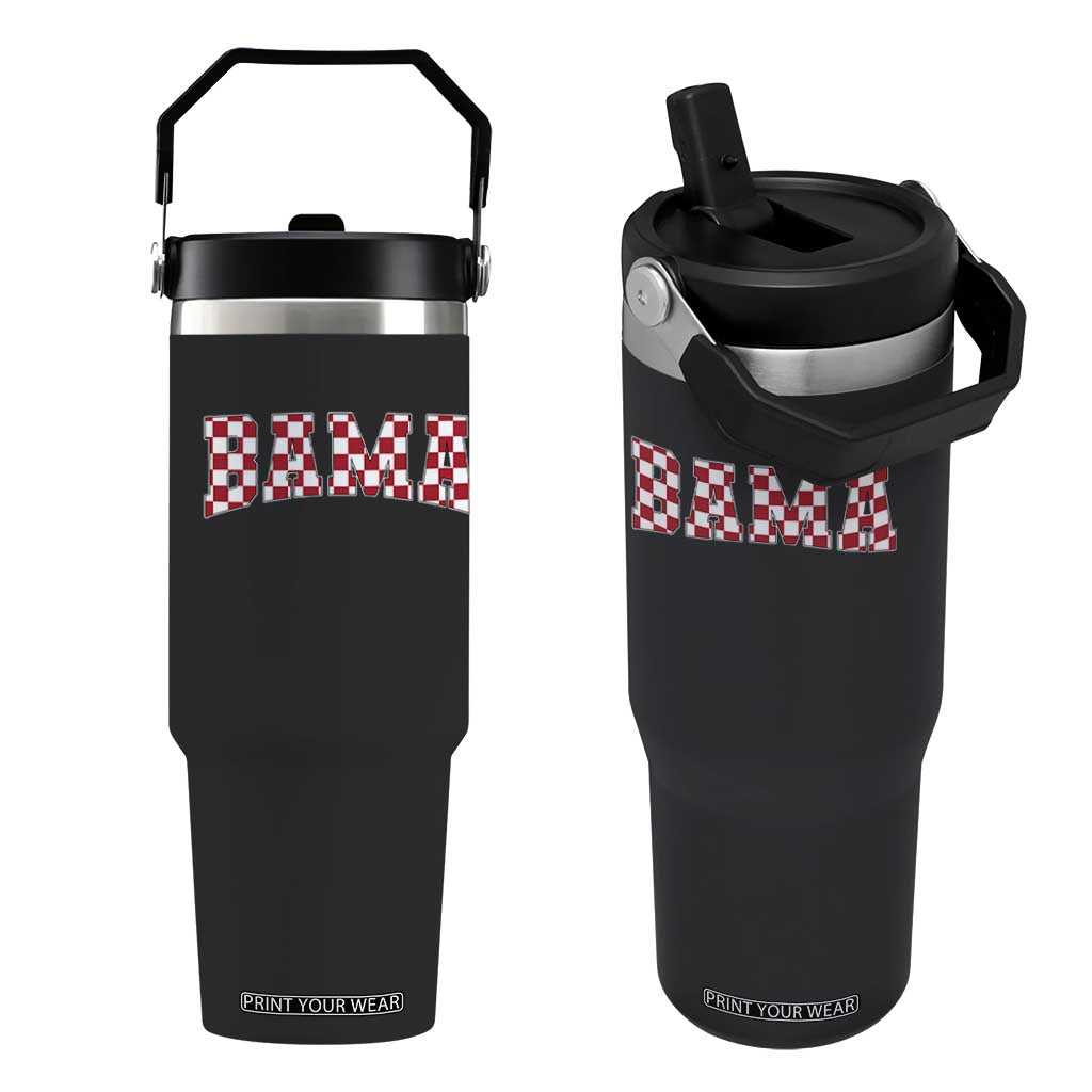 Vintage Bama Flip Straw Tumbler Retro Checkered Varsity Alabama Lover AL State TS10 One Size: 30 oz Black Print Your Wear
