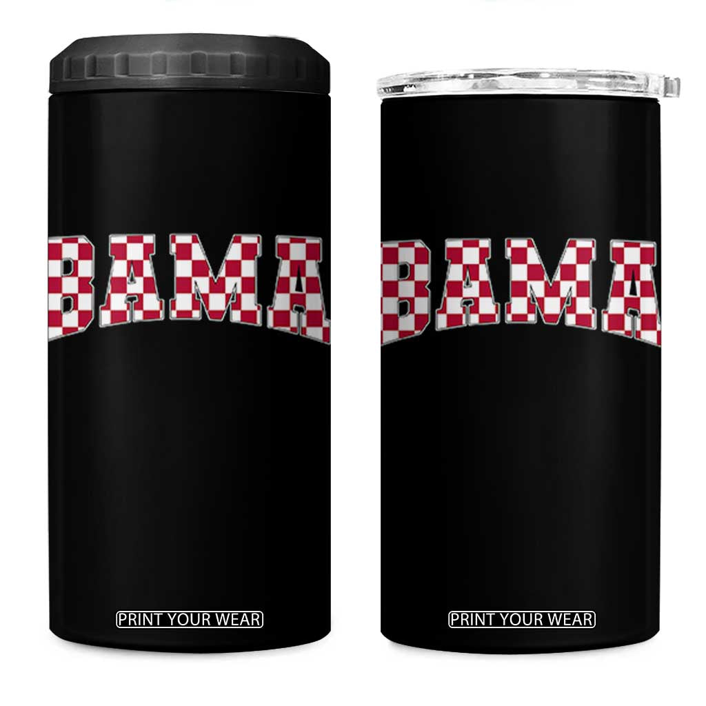 Vintage Bama 4 in 1 Can Cooler Tumbler Retro Checkered Varsity Alabama Lover AL State TS10 One Size: 16 oz Black Print Your Wear