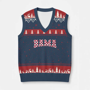Vintage Bama V-Neck Knit Sweater Vest Retro Checkered Varsity Alabama Lover AL State TS10 Navy Red Print Your Wear