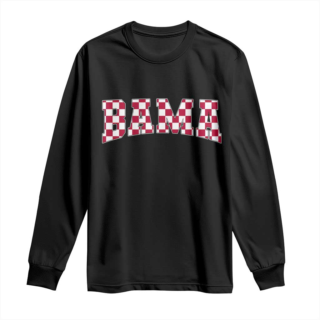 Vintage Bama Long Sleeve Shirt Retro Checkered Varsity Alabama Lover AL State TS10 Black Print Your Wear