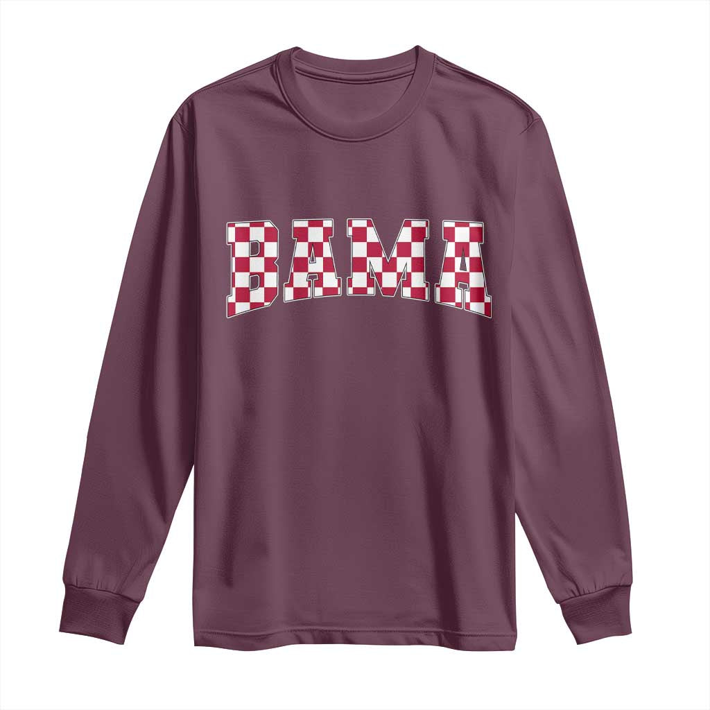 Vintage Bama Long Sleeve Shirt Retro Checkered Varsity Alabama Lover AL State TS10 Maroon Print Your Wear