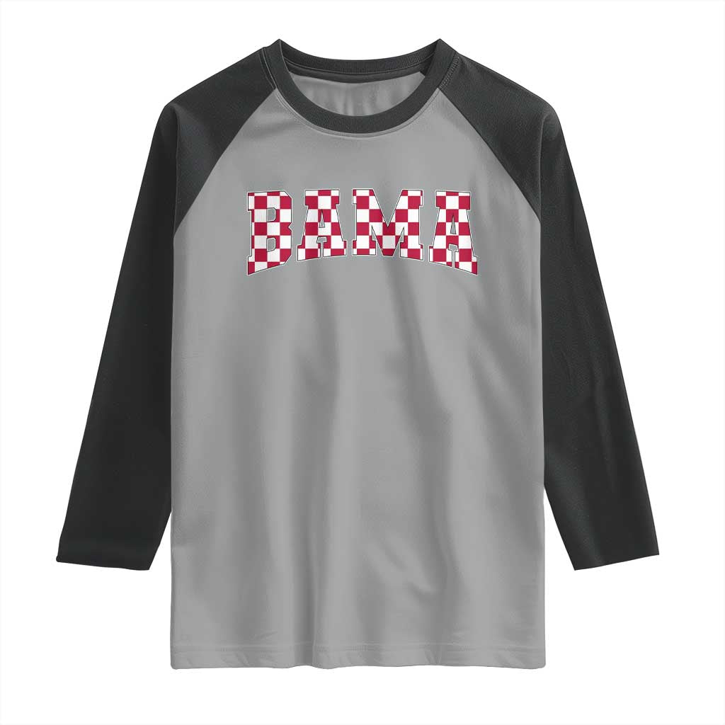Vintage Bama Raglan Shirt Retro Checkered Varsity Alabama Lover AL State TS10 Sport Gray Black Print Your Wear