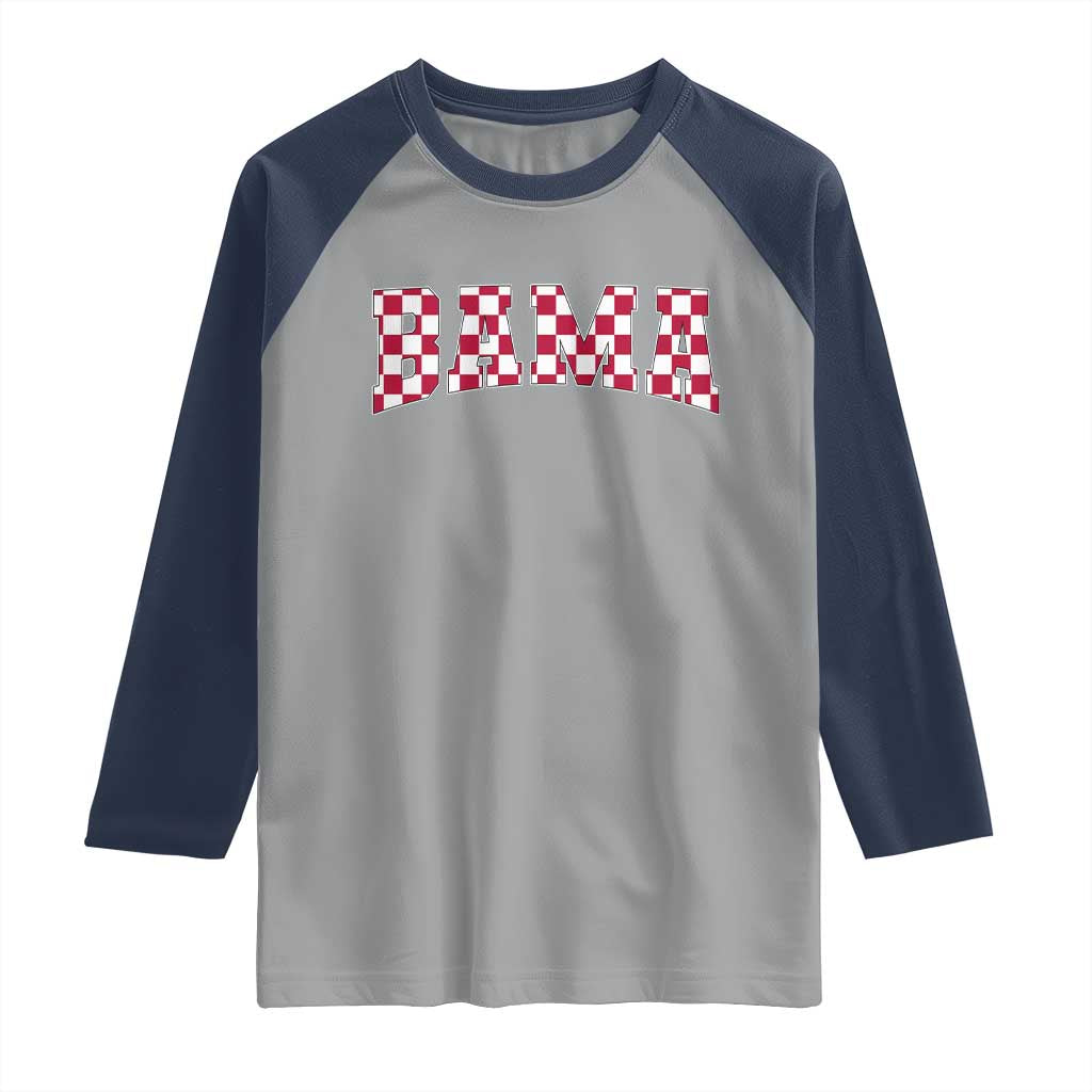 Vintage Bama Raglan Shirt Retro Checkered Varsity Alabama Lover AL State TS10 Sport Gray Navy Print Your Wear